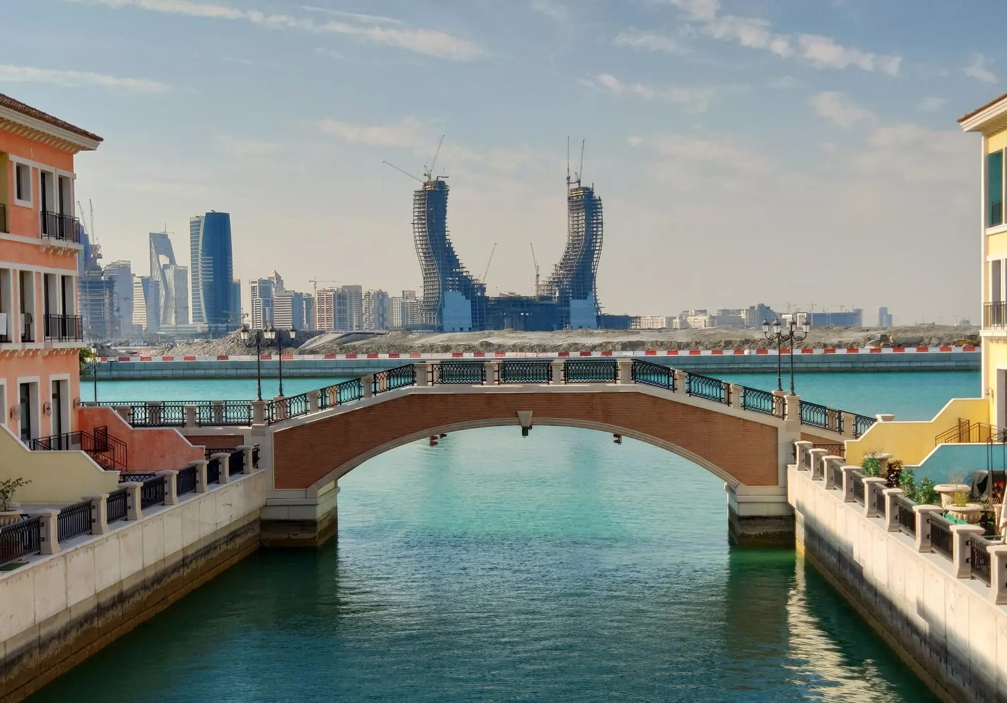 Lusail skyline and bridge at dusk